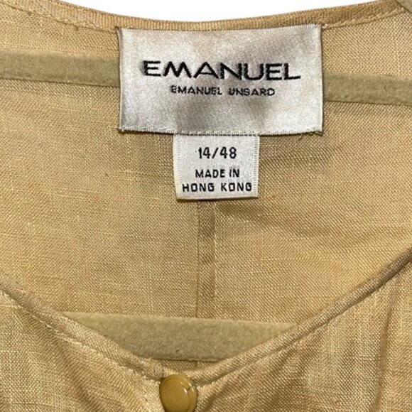 Emanuel Ungaro sand khaki million button cap sleeve top 14 - Picture 2 of 4